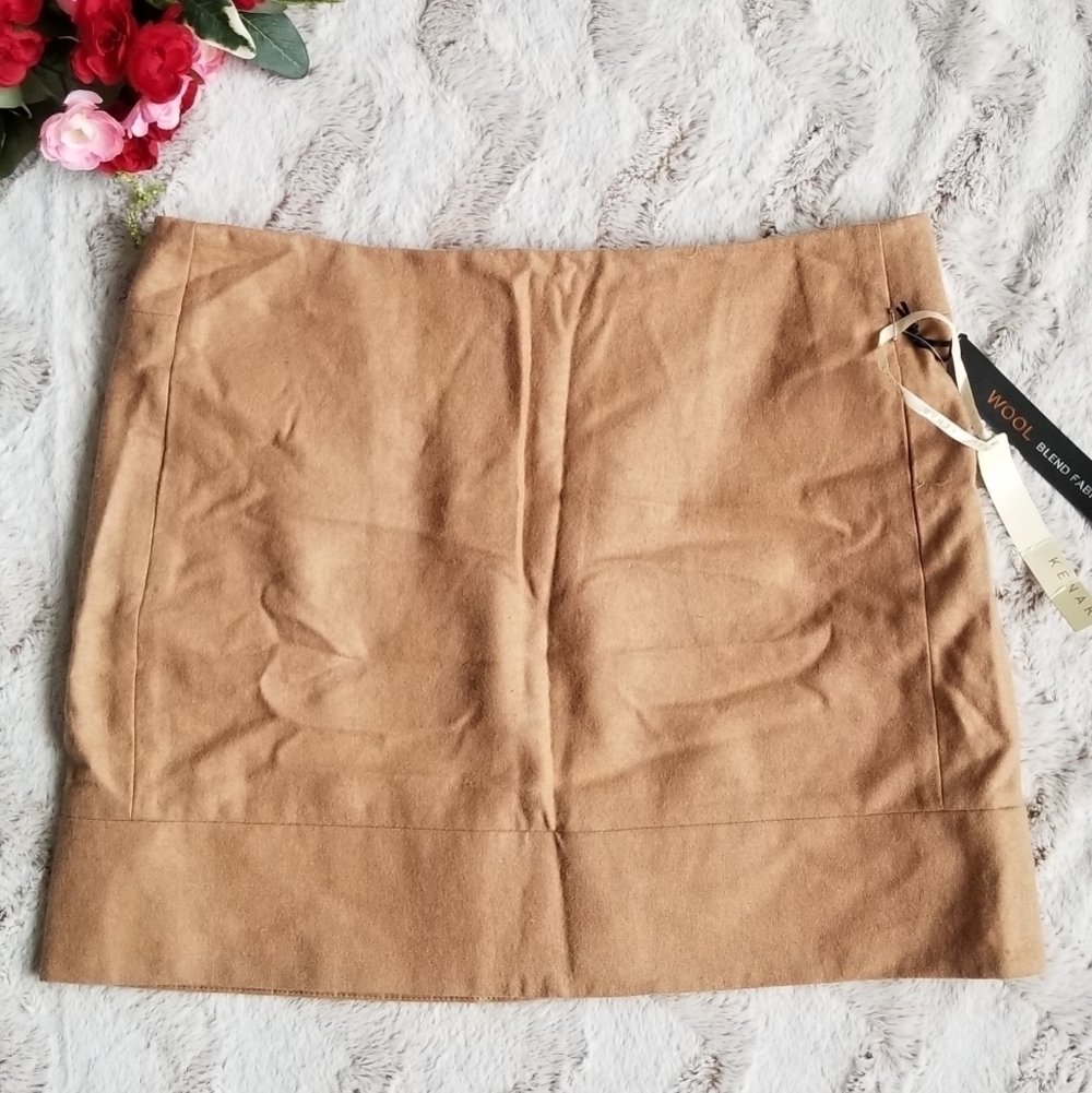 Kenar Wool Blend Tan Mini Skirt Size 10